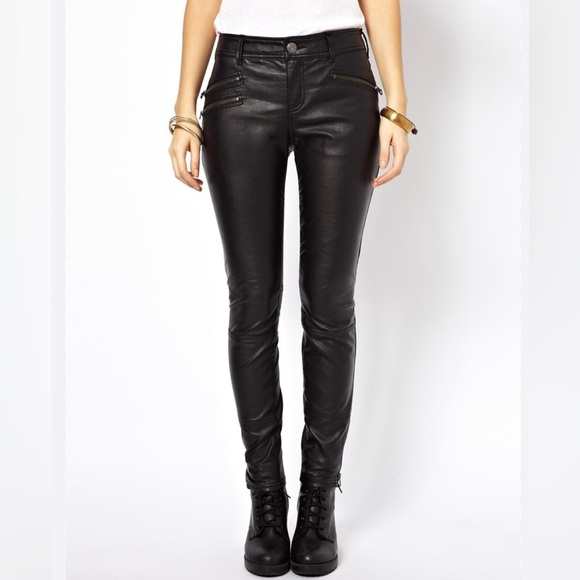Free People Vegan Leather Pant With Zips Size 4 Black Goth Grunge Witchycore - Picture 1 of 15